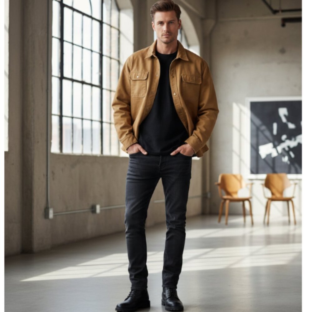 Dakota Fleece Lined Brown  Weight Duck Snap Button Shirt